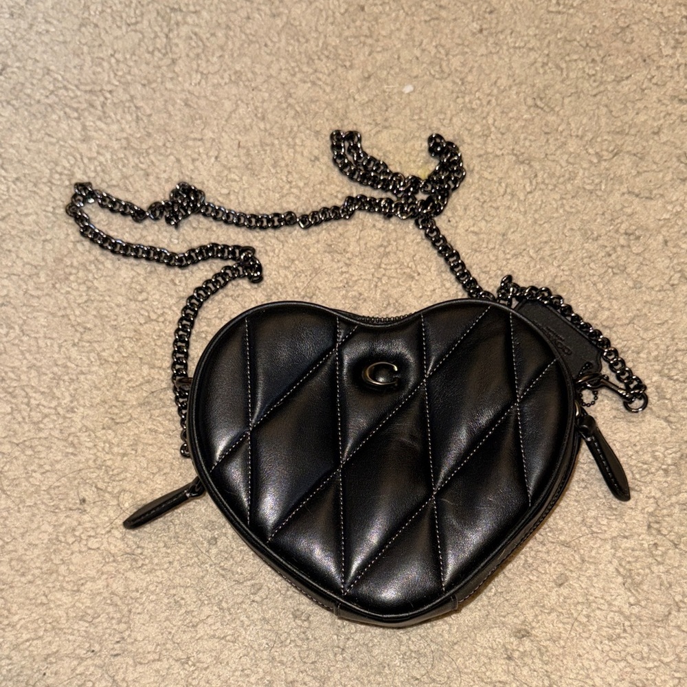Coach Black Quilted Heart-Shaped Crossbody Bag